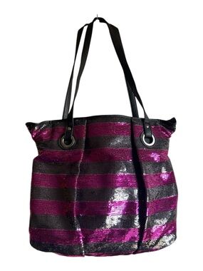 4/$20 Candie’s Sequin Stripe Tote Bag in Fuchsia Black Should Bag